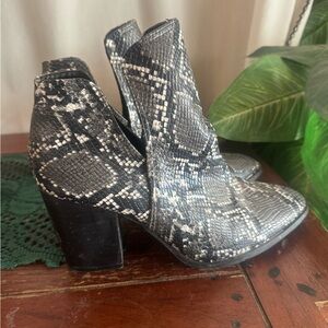 Amazon Snakeskin Heeled Boots - Black and Gray
